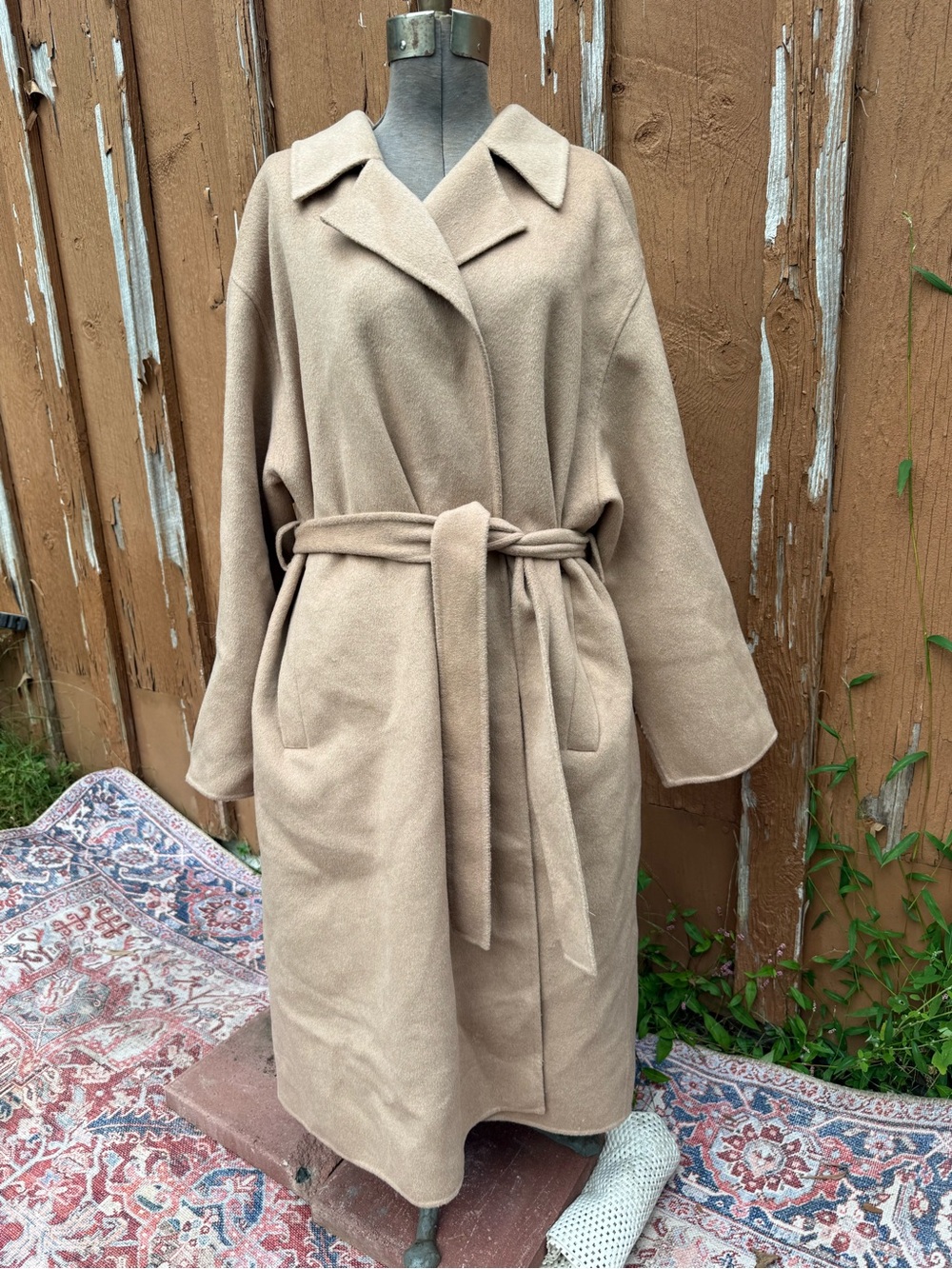 Womens Calvin Klein Wrap Belted Wool-Blend Coat